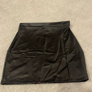 Leather skirt with slit